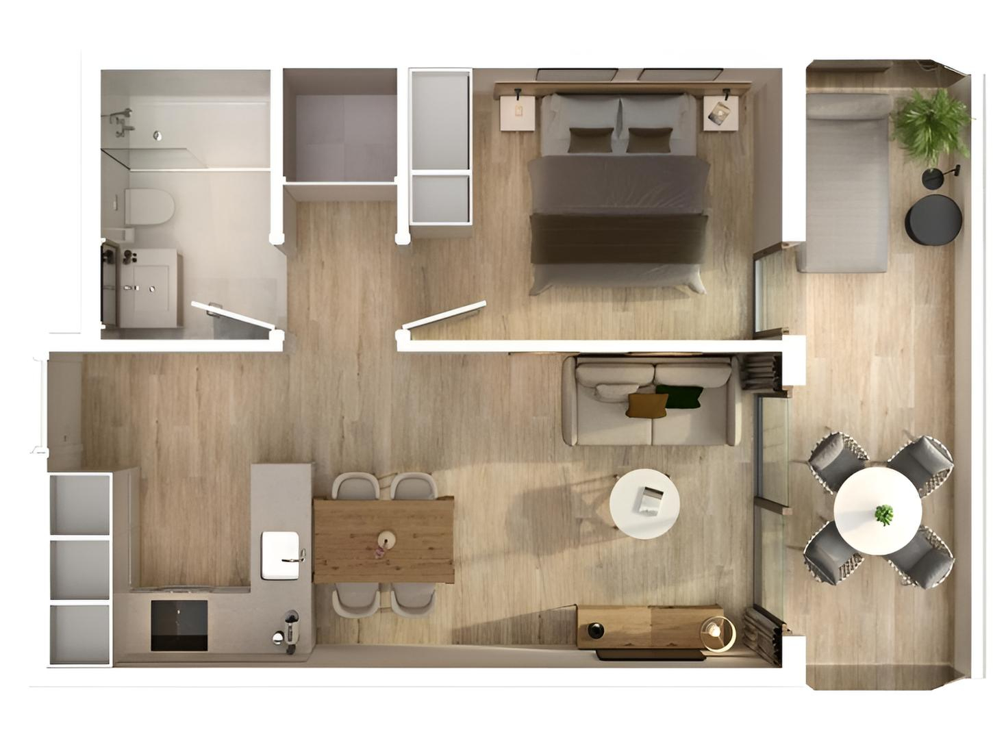 Plano 1 dormitorio Calma Marina